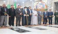 غبار روبی گلزار شهدای بردستان در دومین روز دهه مبارک فجر با حضور فرماندار و امام جمعه دیّر