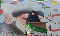 راهپیمایی ۲۲ بهمن در لمبدان حاجی آباد با حضور سرپرست بخشداری مرکزی